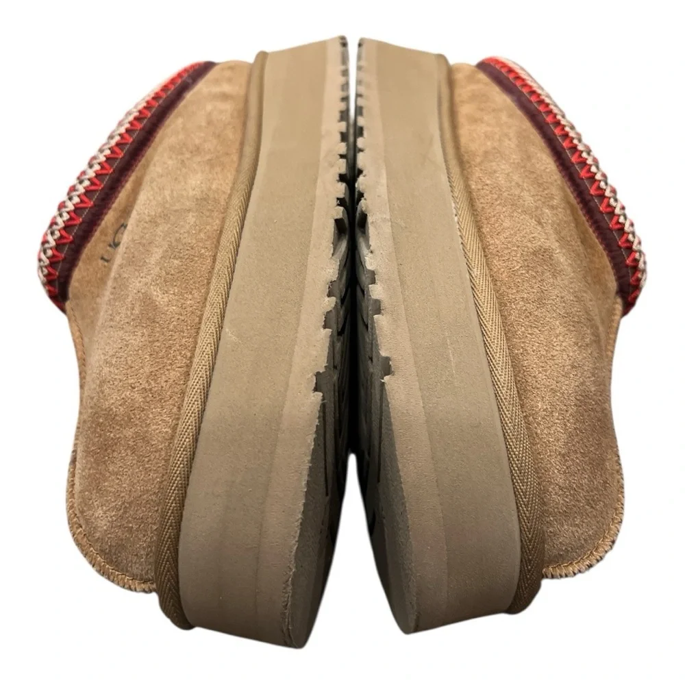UGG WOMEN TAZZ CHESTNUT SHEARLING SUEDE PLATFORM SHOES US 8